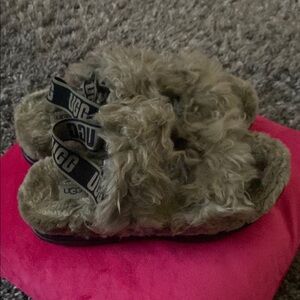 UGG Fluffy Sandals with Logo Strap